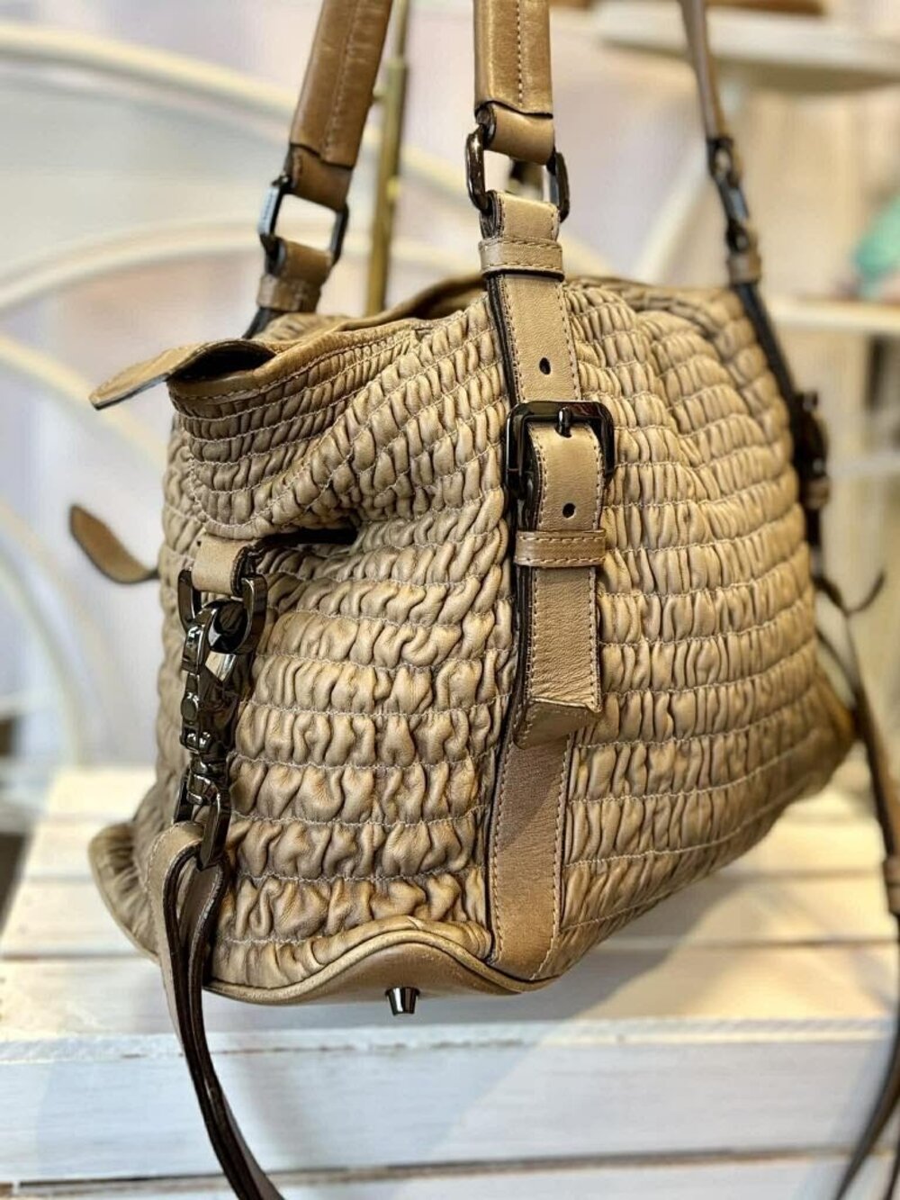 Burberry Pleated Leather Lowry Tote - Picture 9 of 9